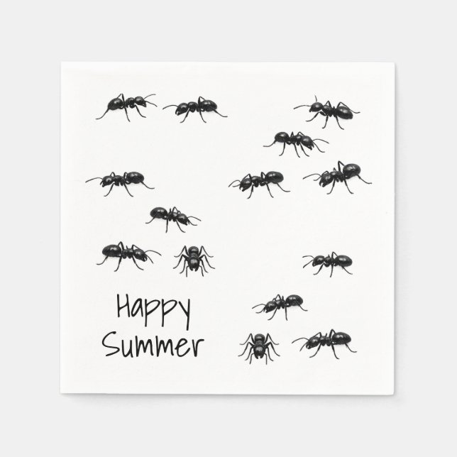 Glückliche Sommer Schwarze Ameisen Serviette (Vorderseite)