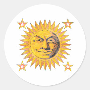 Glückliche Sonne Runder Aufkleber