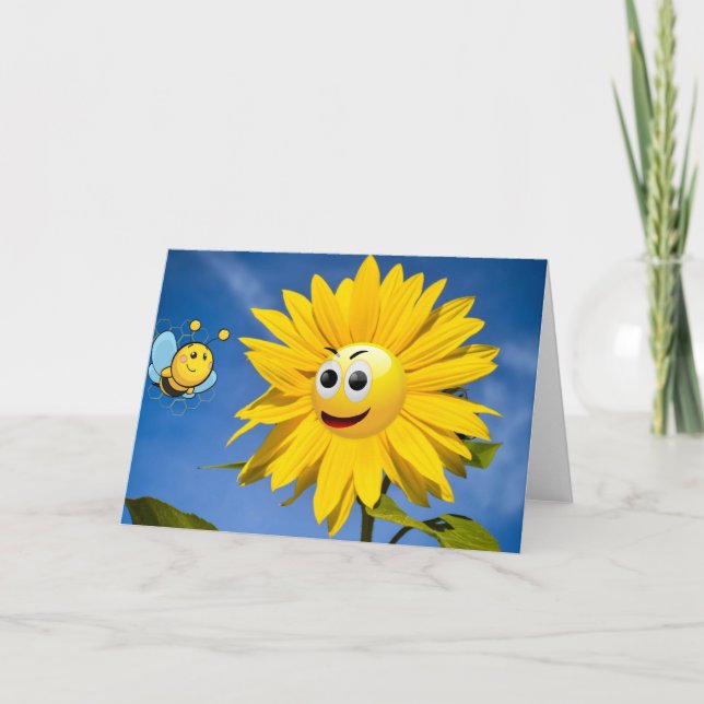 Glückliche Sonnenblume. Karte (Vorderseite)