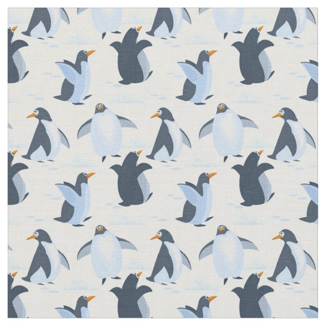 Glückliche spielerische Pinguine Stoff (Nahaufnahme)