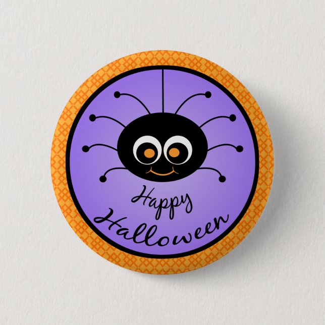 Glückliche Spinne Halloweens Toon Button (Vorderseite)