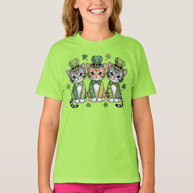 Glückliche St. Patrick’s Day-Kätzchen-47474 T-Shirt (Vorderseite)