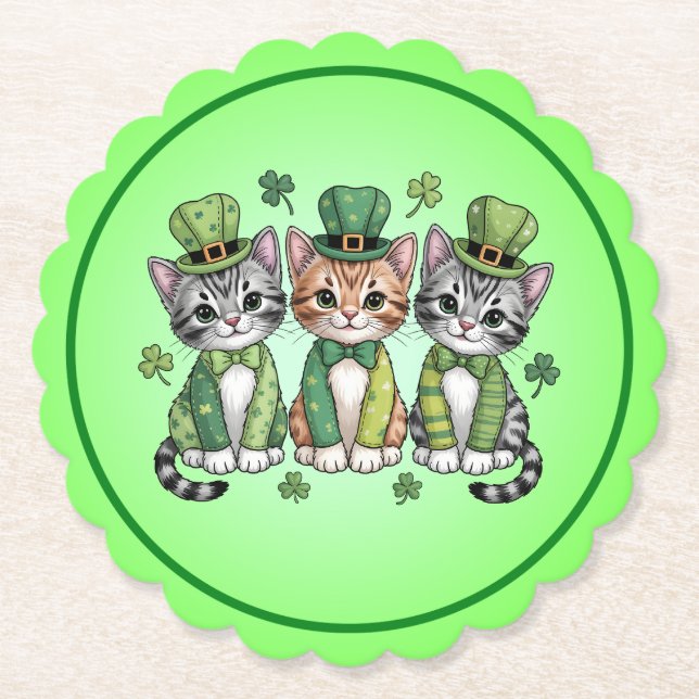 Glückliche St. Patrick’s Day-Kätzchen-47474 Untersetzer (Vorderseite)