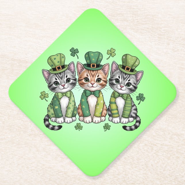 Glückliche St. Patrick’s Day-Kätzchen-47474 Untersetzer (Vorderseite)
