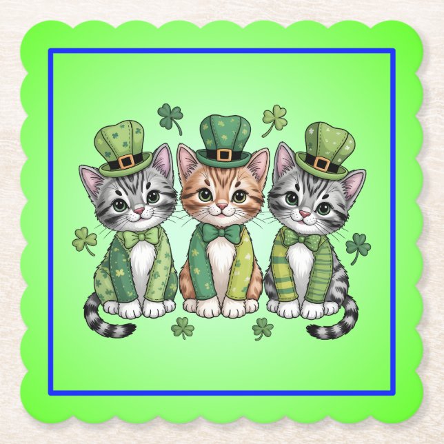 Glückliche St. Patrick’s Day-Kätzchen-47474 Untersetzer (Vorderseite)