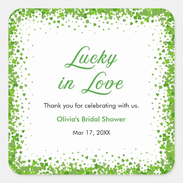 Glückliche St. Patrick's Brautparty Dankeschön Quadratischer Aufkleber (Vorderseite)