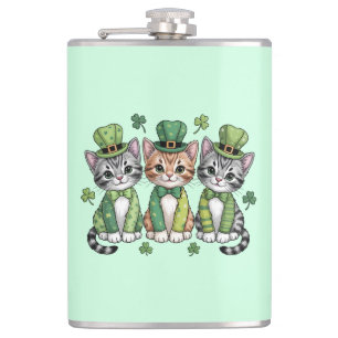 Glückliche St. Patrick's Day-Kätzchen-47474 Flachmann