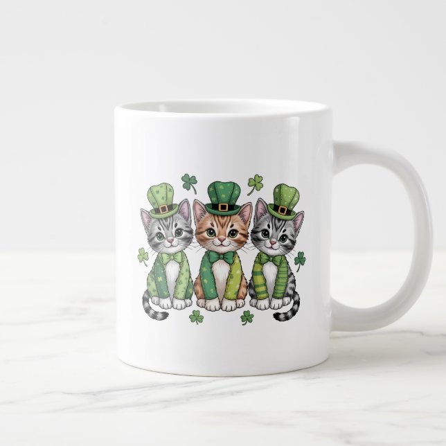 Glückliche St. Patrick's Day-Kätzchen-47474 Jumbo-Tasse (Rechts)