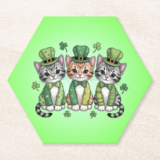 Glückliche St. Patrick's Day-Kätzchen-47474 Untersetzer (Vorderseite)