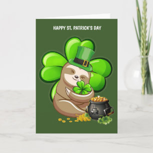 Glückliche St. Patrick's Day Sloth Grußkarte Karte
