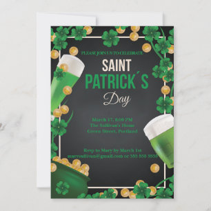 Glückliche St. Patricks-Feier Grüner Bier Paddy Einladung