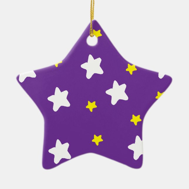 Glückliche Sterne lila Keramik Ornament (Vorne)