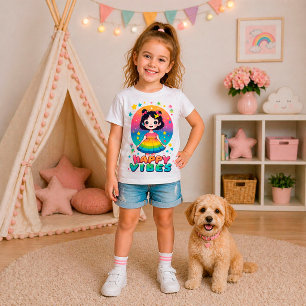🌈 Glückliche Stimmung Regenbogen Süßes Cartoon-Mä T-Shirt