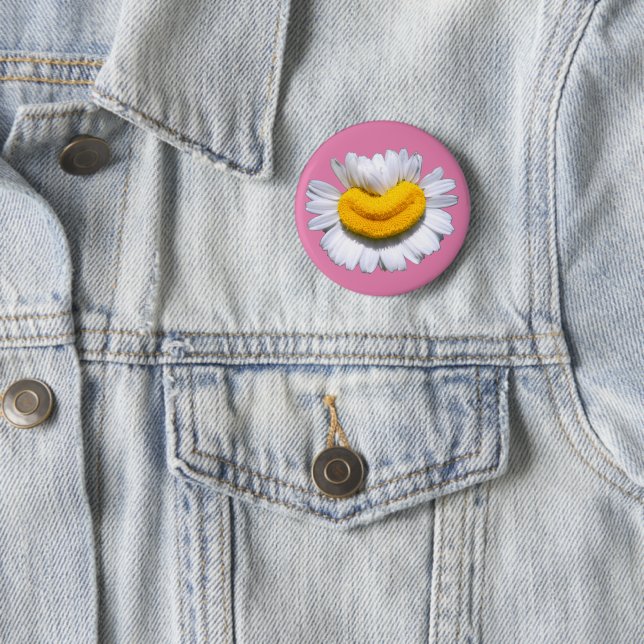 Glückliche Strahlende Kamille-Blume Lächeln Button (Beispiel)