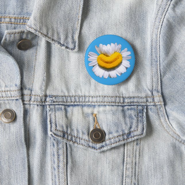 Glückliche Strahlende Kamille-Blume Lächeln Button (Beispiel)