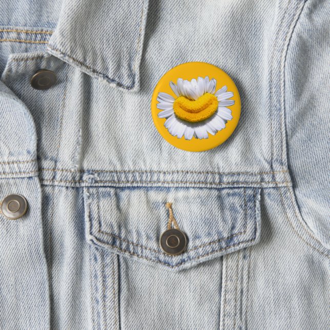 Glückliche strahlende Kamille Blume Lächeln Button (Beispiel)