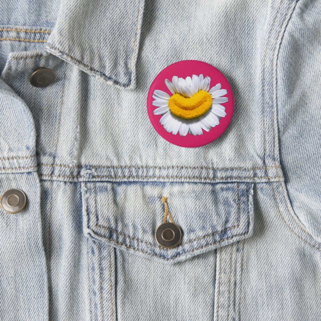 Glückliche strahlende Kamille Blume Lächeln Button (Beispiel)