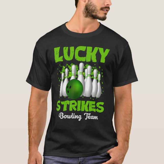 Glückliche Strikes Bowling Team Happy Patrick's Da T-Shirt (Vorderseite)