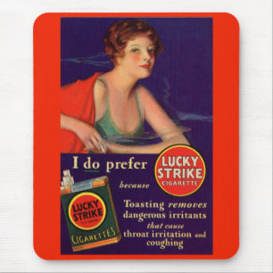 Glückliche Strikes Zigarettenanzeige der 1920er Mousepad