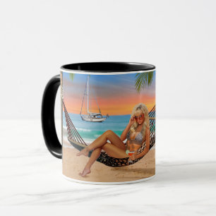 Glückliche Stunde auf dem Strand Tasse