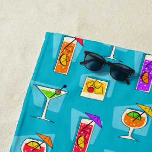 Glückliche Stunden-Retro hawaiische tropische Strandtuch