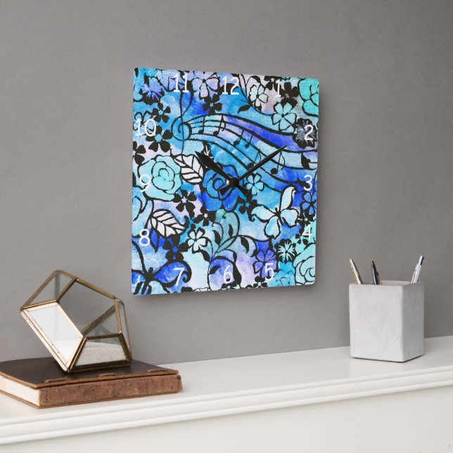 Glückliche Tage sind wieder hier Quadratische Wanduhr (Büro)