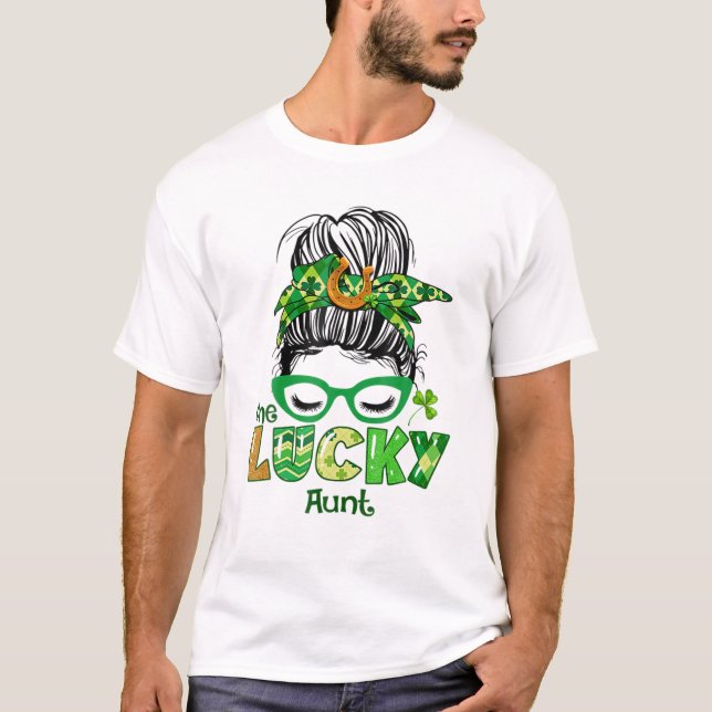 Glückliche Tante Unordentliche Bun St T-Shirt (Vorderseite)