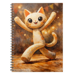 Glückliche Tanzende Katze Whimsische Kunst Notizblock
