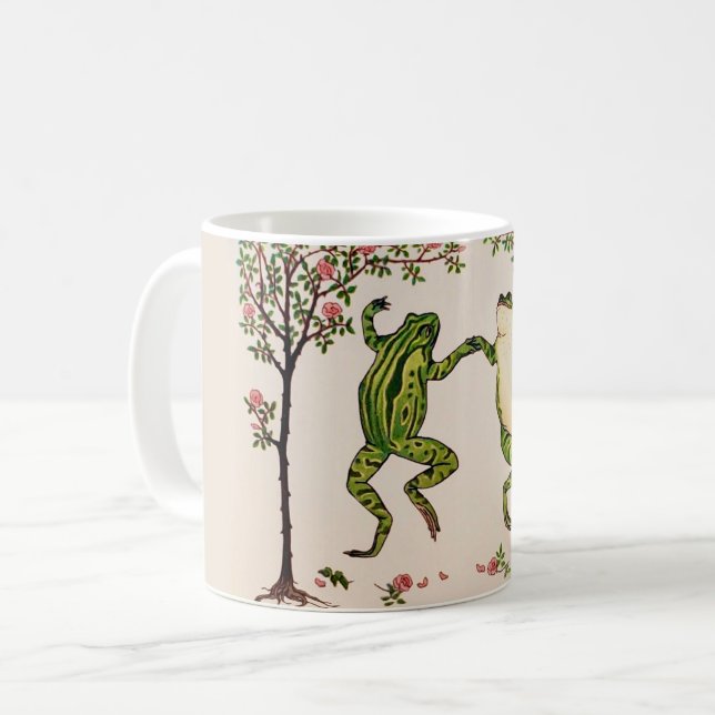 Glückliche Tanzfrösche-Tasse Kaffeetasse (Vorderseite Links)