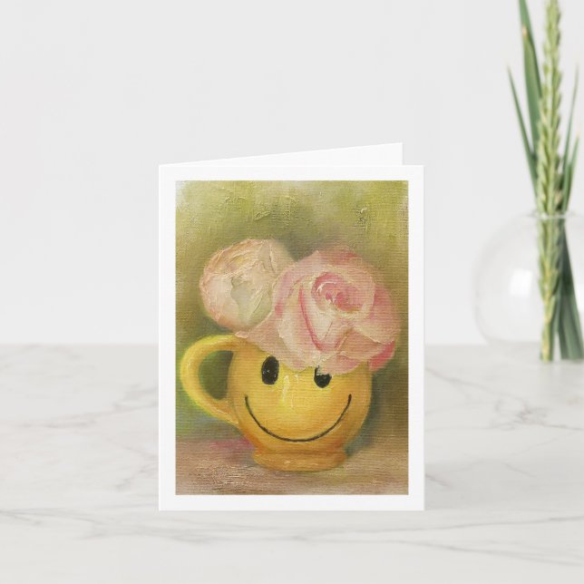 Glückliche Tasse geklappt Grußkarte Karte (Vorderseite)