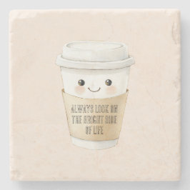 Glückliche Tasse Sieh die Sache von der positiven Steinuntersetzer