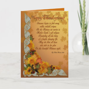 Glückliche Thanksgiving Grußkarte mit Gedicht Feiertagskarte