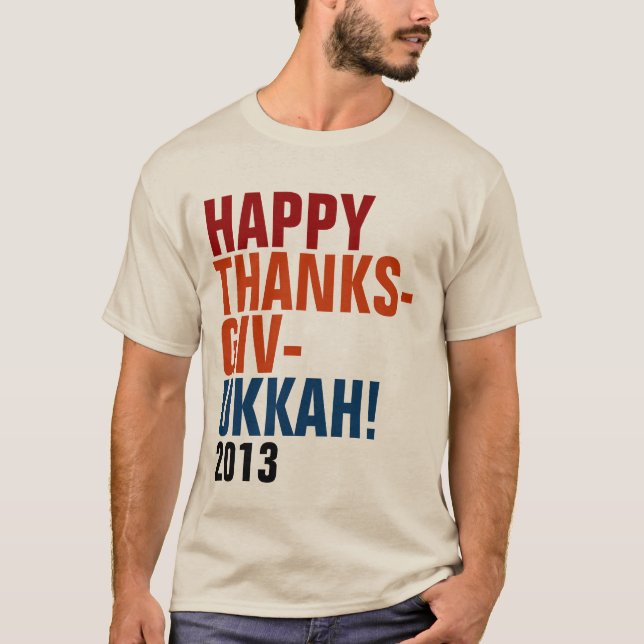 Glückliche Thanksgivukkah 2013 mutiger Text T-Shirt (Vorderseite)