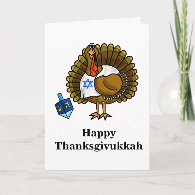 Glückliche Thanksgivukkah jüdische die Türkei Feiertagskarte (Vorderseite)