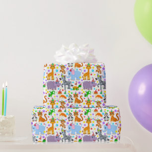 Glückliche Tier-Geburtstagsfeier für Kinder  Geschenkpapier
