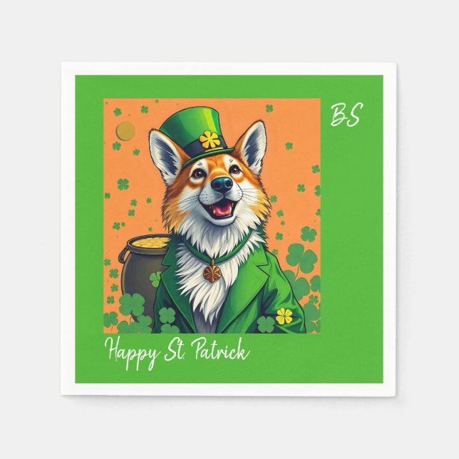 Glückliche Tiere in Tarnung - St. Patrick's Day Fu Serviette (Vorderseite)