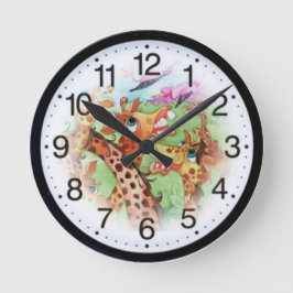 Glückliche Tiere Runde Wanduhr