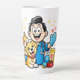 Glückliche Tierpflege Maskottchen Niedliches Tier Milchtasse