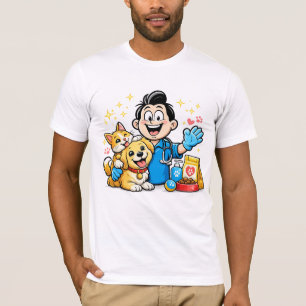 Glückliche Tierpflege Maskottchen Niedliches Tier T-Shirt