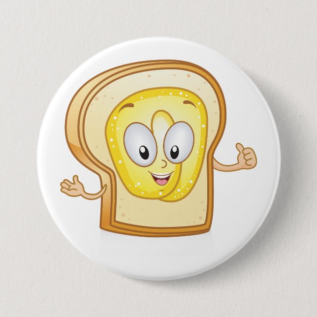 Glückliche Toast Kawaii Buttersemmel Scheibe Button (Vorderseite)