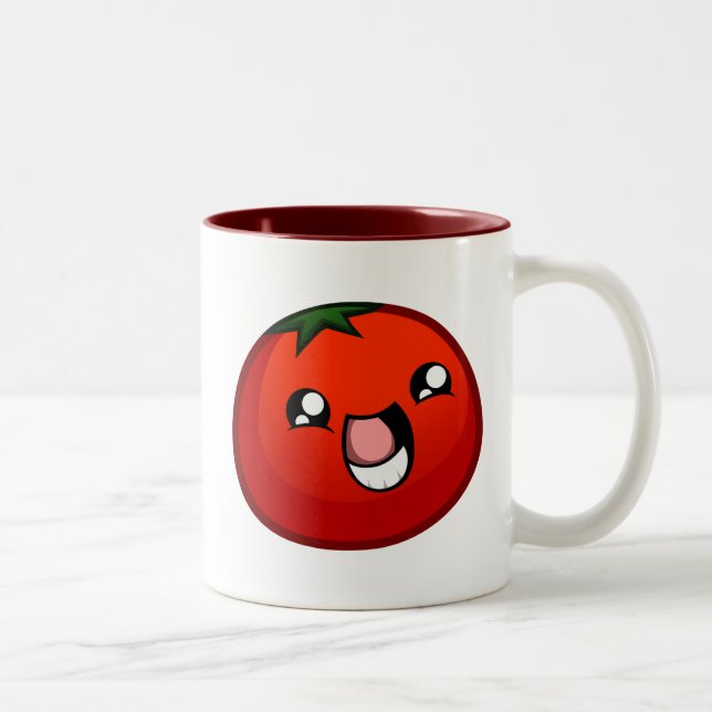 Glückliche Tomate-Tasse Zweifarbige Tasse (Rechts)