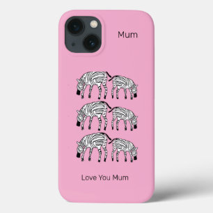 Glückliche und Niedliche Kenya Zebras Mums Case-Mate iPhone Hülle