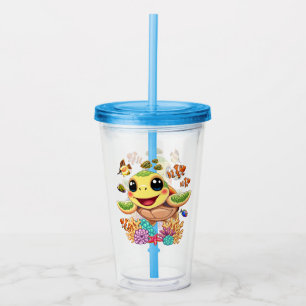 Glückliche und niedliche Meeresschildkröten-Baby-F Acryltrinkbecher