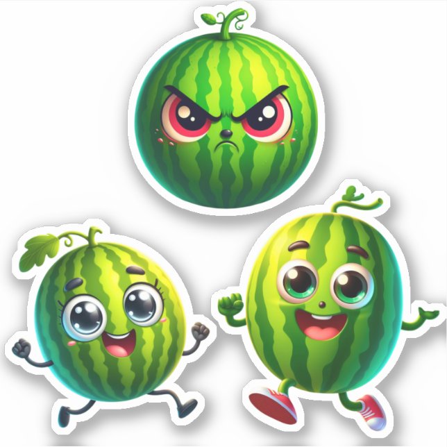 glückliche und wütende Wassermelonen Aufkleber (Vorderseite)