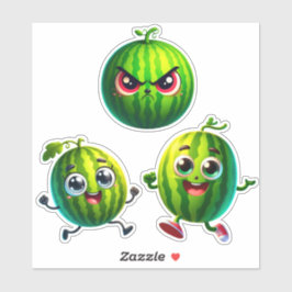 glückliche und wütende Wassermelonen Aufkleber