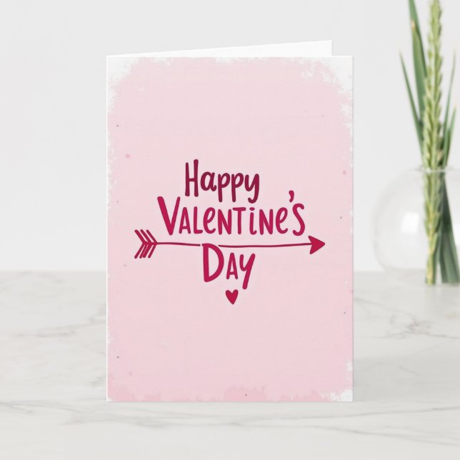 Glückliche Valentins Herz Pfeil Karte (Vorderseite)