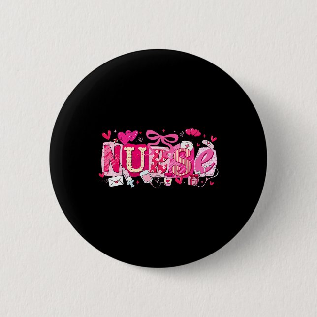 Glückliche Valentins-Krankenschwester Kokette Schl Button (Vorderseite)