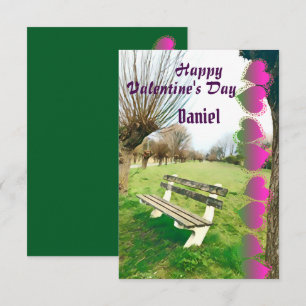 Glückliche Valentinstag Aquarell-Gartenbank für ih