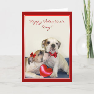 Glückliche Valentinstag-Bulldoggengrußkarte Feiertagskarte