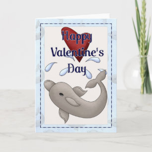 Glückliche Valentinstag Dolphin Grußkarte d1 Feiertagskarte